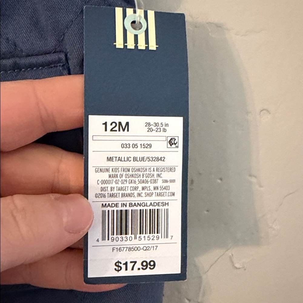 Oshkosh Quilted Vargo Vest, Blue, 12M - Picture 3 of 4